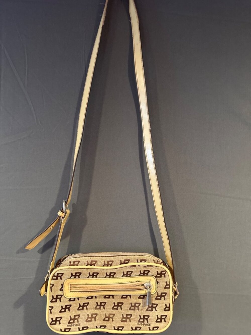 Rampage Y2K Monogram Crossbody Bag Brown Tan Logo Shoulder Purse